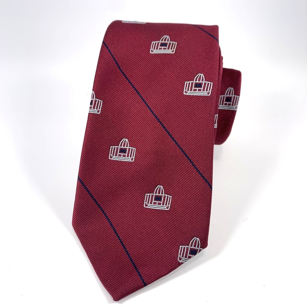 Rare Vintage Brittania Mens Tie Maroon w/ NFL Hall of Fame Logo Repp Football